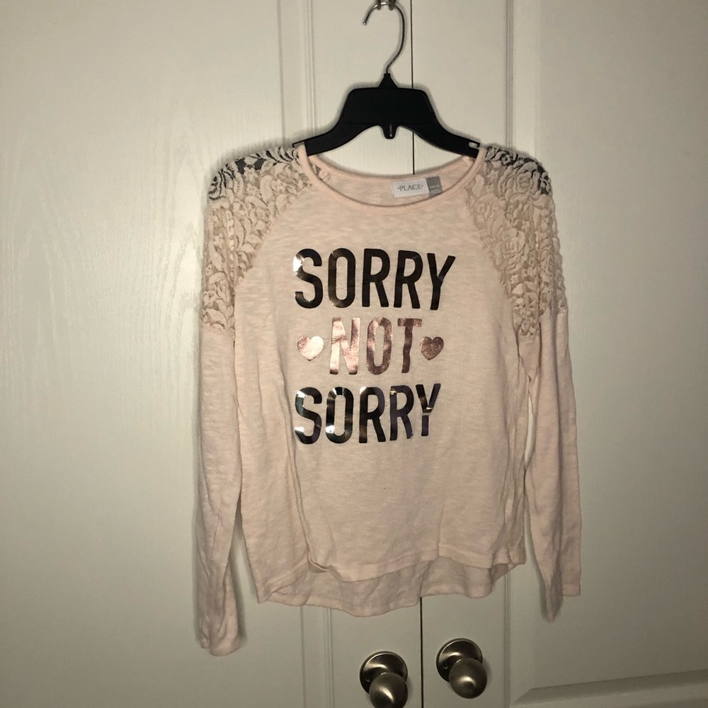 Light pink/cream Sorry not Sorry long sleeve T-shirt
